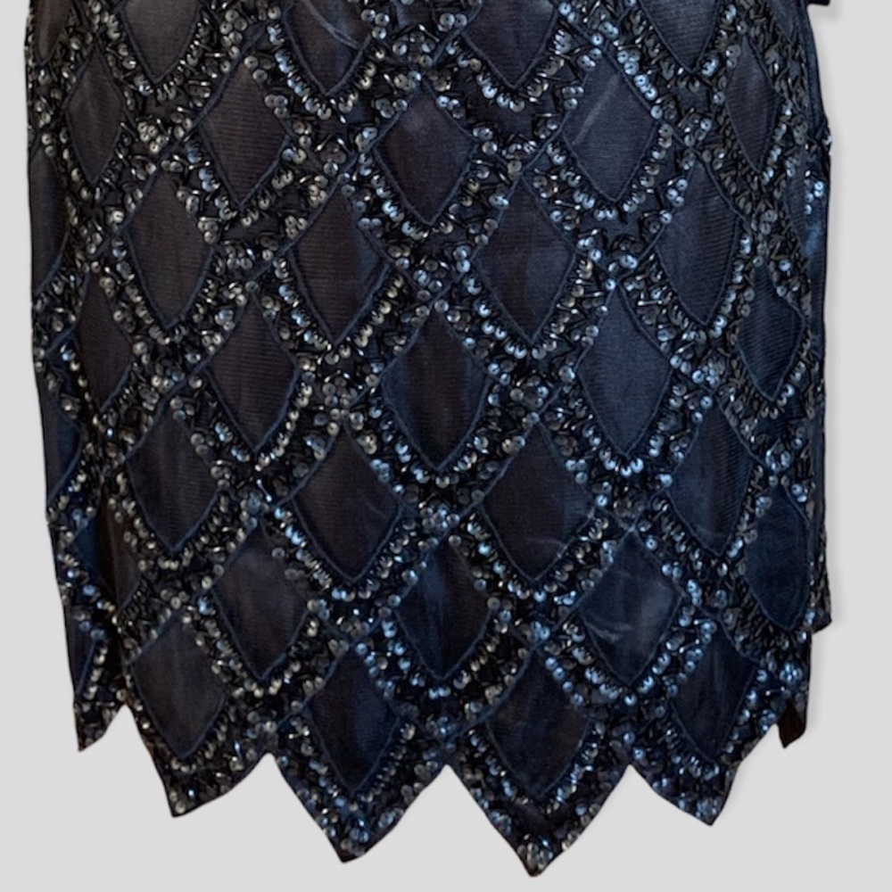 SUE WONG 10 Black Beaded Cocktail Party Formal Evening Dress - Picture 8 of 15